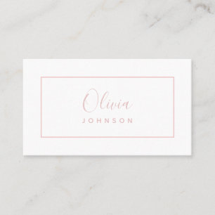Carte de visite moderne minimaliste rose blanc