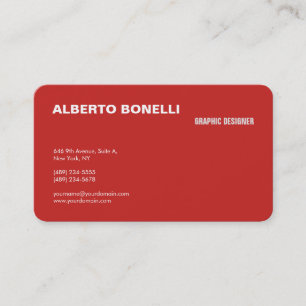 Carte De Visite Moderne minimaliste Rouge Blanc Professionnel