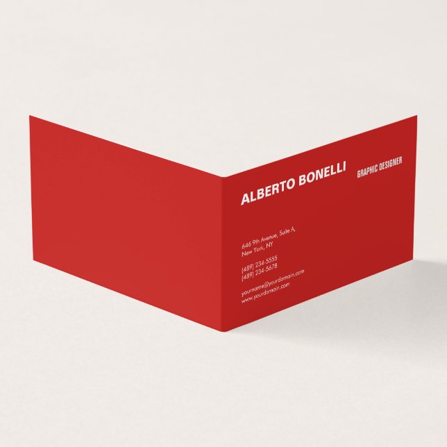Carte De Visite Moderne minimaliste Rouge Blanc Professionnel (Extérieur)