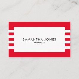 Carte De Visite Moderne minimaliste Rouge blanc rayures Freelancer