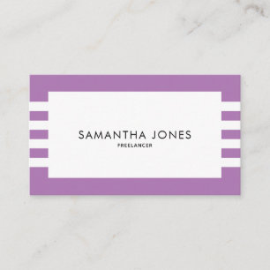 Carte De Visite Moderne minimaliste violet blanc rayures Freelance