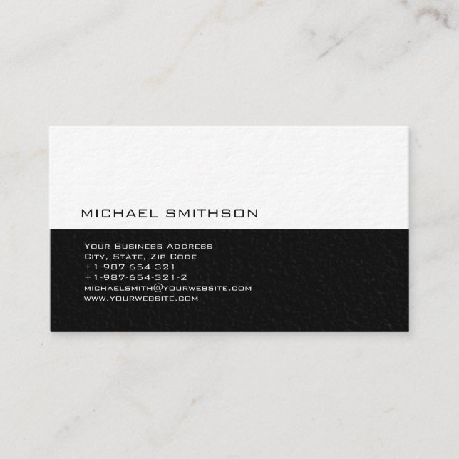 Carte de visite moderne moderne noir blanc gris (Devant)