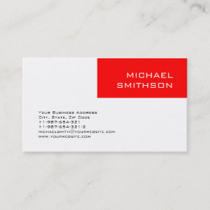 Carte de visite moderne moderne Red Stripe gris