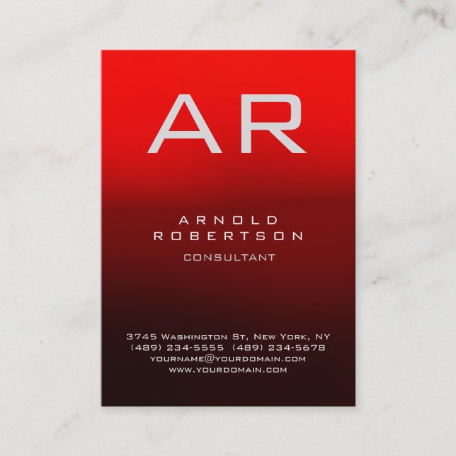 Carte de visite moderne Monogramme élégant et roug (Devant)