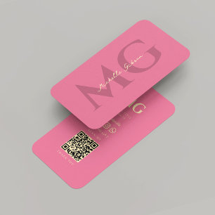 Carte De Visite Moderne Monogramme rose Élégant Professionnel