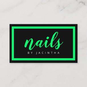 Carte De Visite Moderne Neon Green Black Nail Technicien Salon Chi