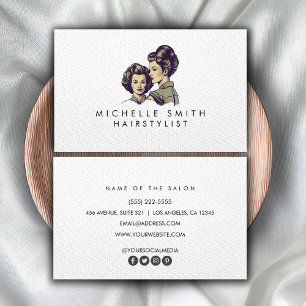 Carte De Visite Moderne noir blanc Vintage coiffeur minimaliste