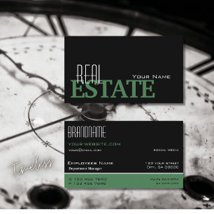 Carte De Visite Moderne noir vert blanc Simple et professionnel