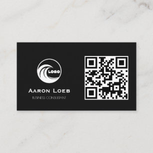 Carte de visite moderne noire avec code QR