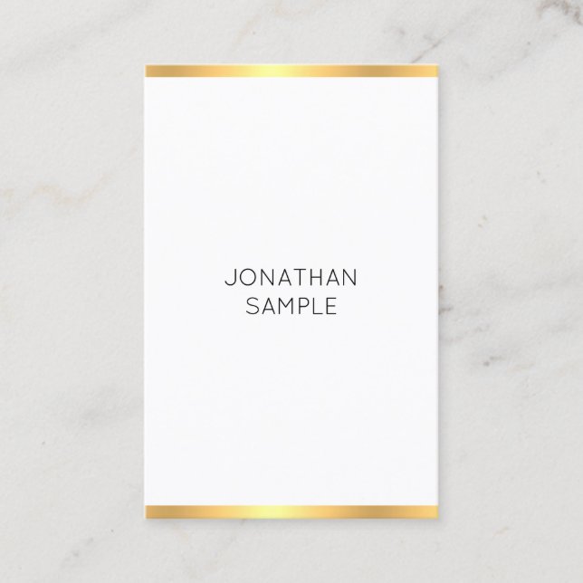 Carte De Visite Moderne Or Blanc Simple Elégant Modèle tendance (Devant)