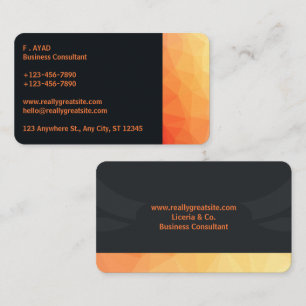 Carte De Visite Moderne Orange et Noir