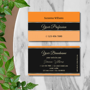Carte De Visite Moderne Orange noir et bracelet professionnel