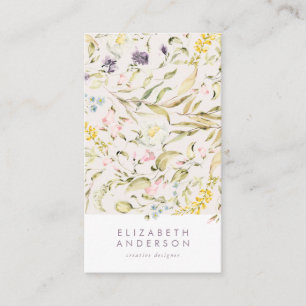 Carte De Visite Moderne Pampas Spring Fleurs sauvages Floral Cream