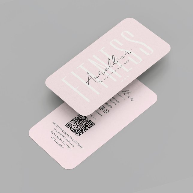 Carte De Visite Moderne Personal Trainer Fitness Diéticienne Rose (Modern Personal Trainer Fitness Dietician Nutritionist Pink Business Card
)