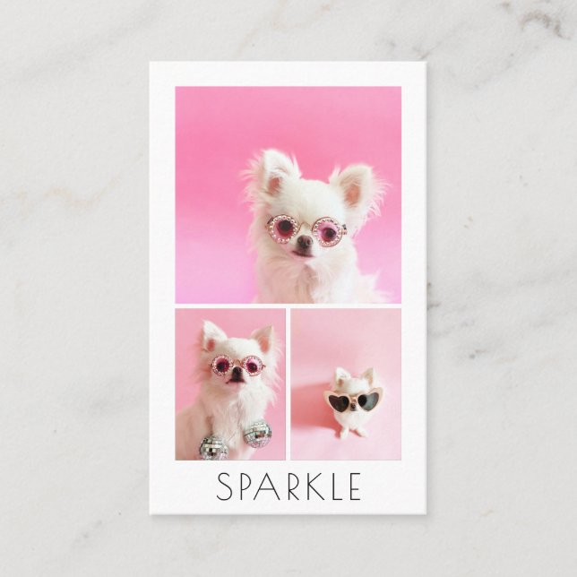 Carte De Visite Moderne Personnalisé 4 Photo Collage QR Code (Devant)