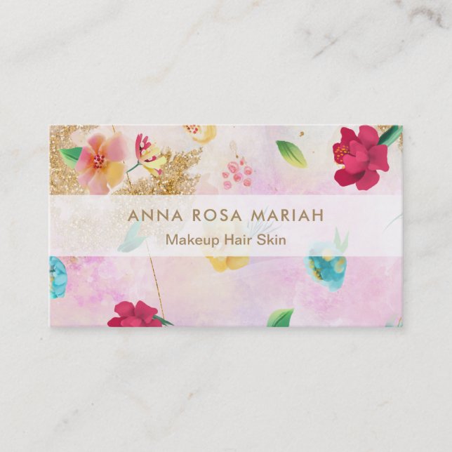 Carte De Visite *~* Moderne Pink Blue Floral Pattern Parties scint (Devant)