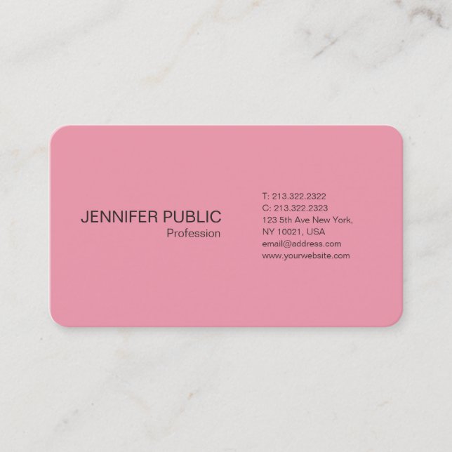 Carte De Visite Moderne Pink Chic Plain Silk De Luxe (Devant)