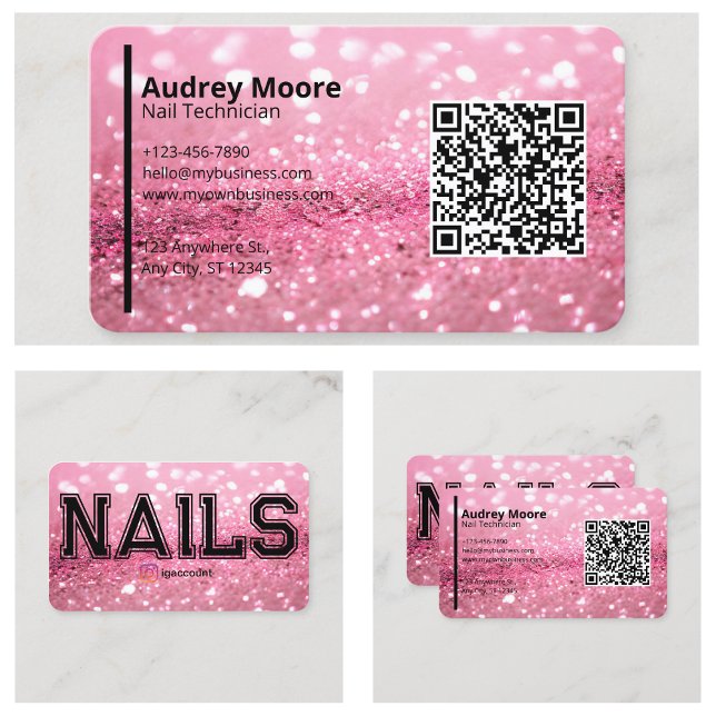 Carte De Visite Moderne Pink Professionnel Technicien Nail Modèles (Modern Pink Professional Nail Technician Templates Business Card
)
