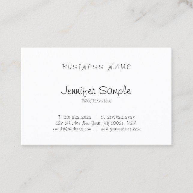 Carte De Visite Moderne Professional Freehand Script élégant Plain (Devant)