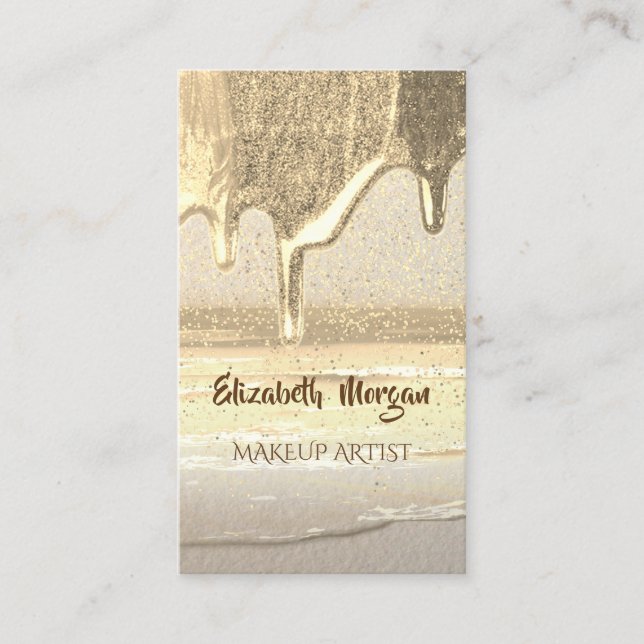 Carte De Visite Moderne Professionnel, Confetti Or, Gouttes (Devant)