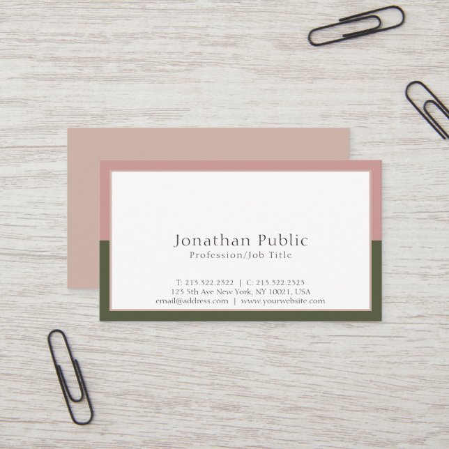 Carte De Visite Moderne professionnel de couleurs élégantes (Devant/Arrière en situation)