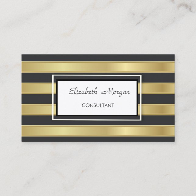 Carte De Visite Moderne Professionnel Design Gold Grilles Noires (Devant)
