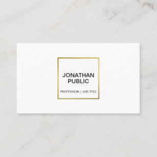Carte De Visite Moderne Professionnel Élégant Blanc Or Chic Simple