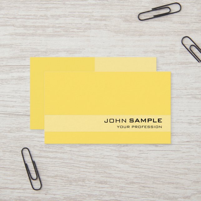 Carte De Visite Moderne Professionnel Élégant Jaune Design simple (Devant/Arrière en situation)