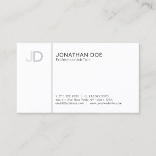 Carte De Visite Moderne professionnel élégant Monogramme blanc cla
