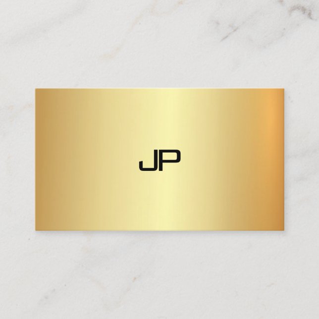 Carte De Visite Moderne professionnel Faux Gold Monogramme Élégant (Devant)