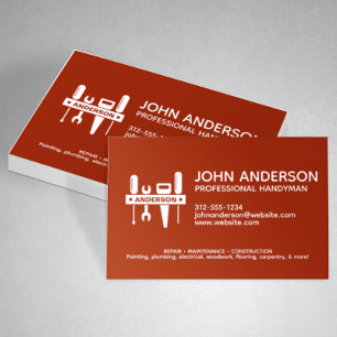 Carte De Visite Moderne Professionnel Handman Services Rouge