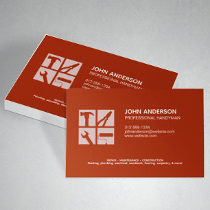 Carte De Visite Moderne Professionnel Handman Services Rouge