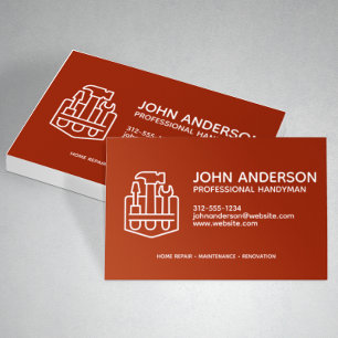 Carte De Visite Moderne Professionnel Handman Services Rouge