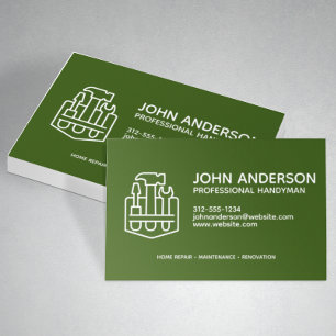 Carte De Visite Moderne Professionnel Handman Services Vert