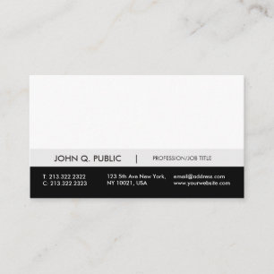 Carte De Visite Moderne Professionnel Noir Blanc Gris Simple Plat