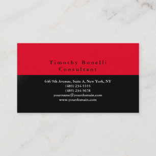 Carte De Visite Moderne professionnel rouge noir élégant simple