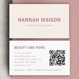 Carte De Visite Moderne, professionnel, salon, beige, Qr-Code