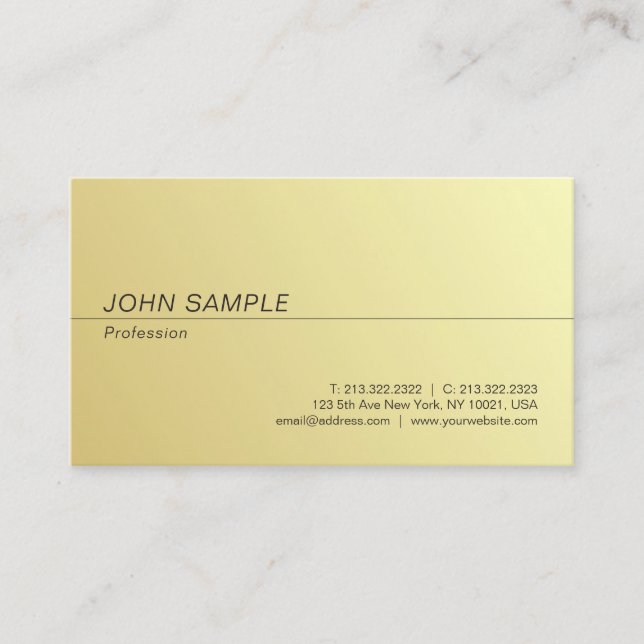 Carte De Visite Moderne Professionnel Simple Chic Or look simple (Devant)