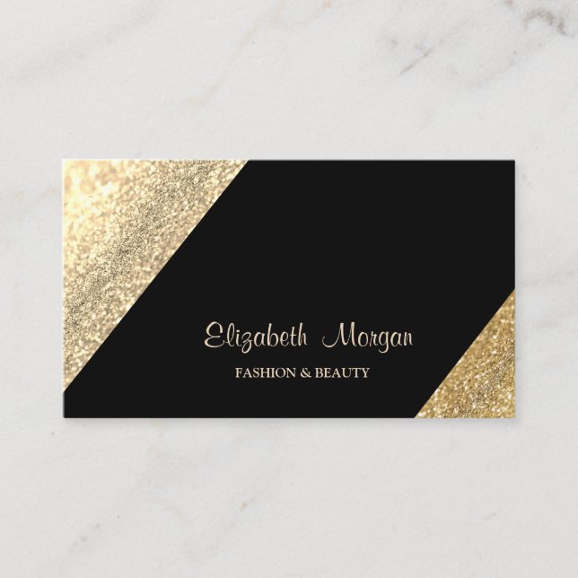 Carte De Visite Moderne Professionnel Simple, Gliterie, Noir (Devant)