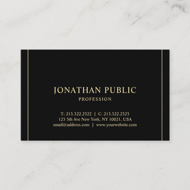 Carte De Visite Moderne Professionnel Simple Modèle Gold Texte Lux (Devant)