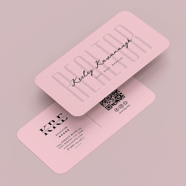Carte De Visite Moderne Realking Hypothèque Monogramme Pastel Rose (Modern Realtor Mortgage Monogram Pastel Pink Business Card
)
