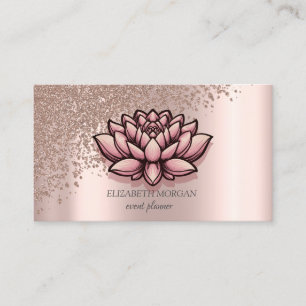 Carte De Visite Moderne Rose élégant Diamants d'or Lotus