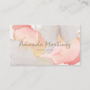 Carte de visite moderne rose et gris couleur eau
