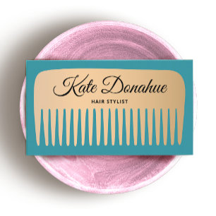 Carte De Visite Moderne Rose Gold Hair Styliste Comb Beauté Salon