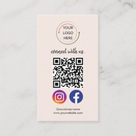 Carte De Visite Moderne rose médias sociaux QR Code Entreprise
