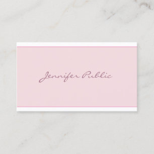 Carte De Visite Moderne rose pâle Simple Élégant Script Minimalist