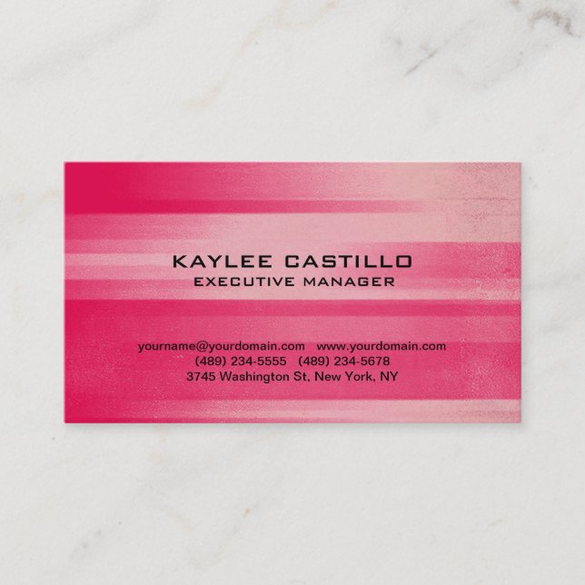 Carte De Visite Moderne Rose Rouge Professionnel Personnel Simple (Devant)