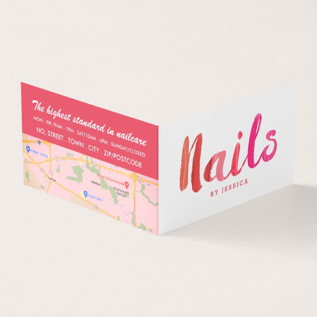 Carte De Visite Moderne Rose, Technicien Nail, Loyauté Salon Nail (Extérieur)
