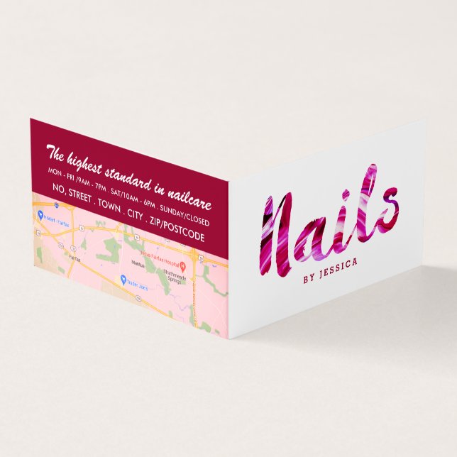 Carte De Visite Moderne Rose, Technicien Nail, Loyauté Salon Nail (Extérieur)