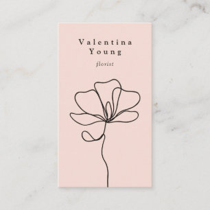 Carte De Visite Moderne rougissent rose dessin floral de schéma